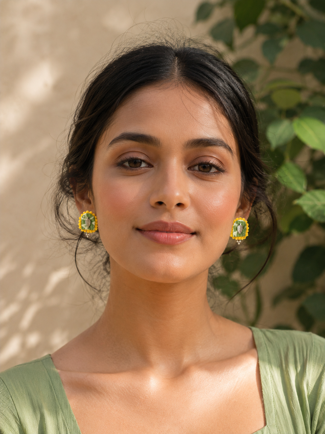 Ajrak U Shaped Earrings