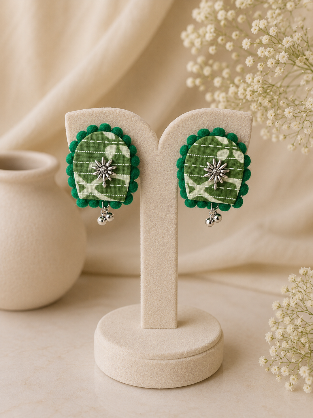 Ajrak U Shaped Earrings
