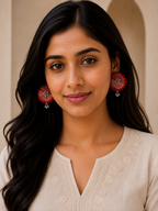 Fabric Round Mandala Earrings