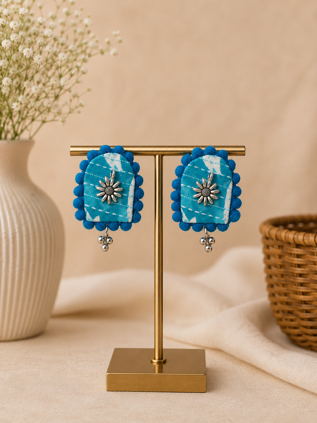 Ajrak U Shaped Earrings