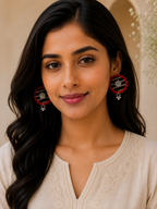 Fabric Round Mandala Earrings