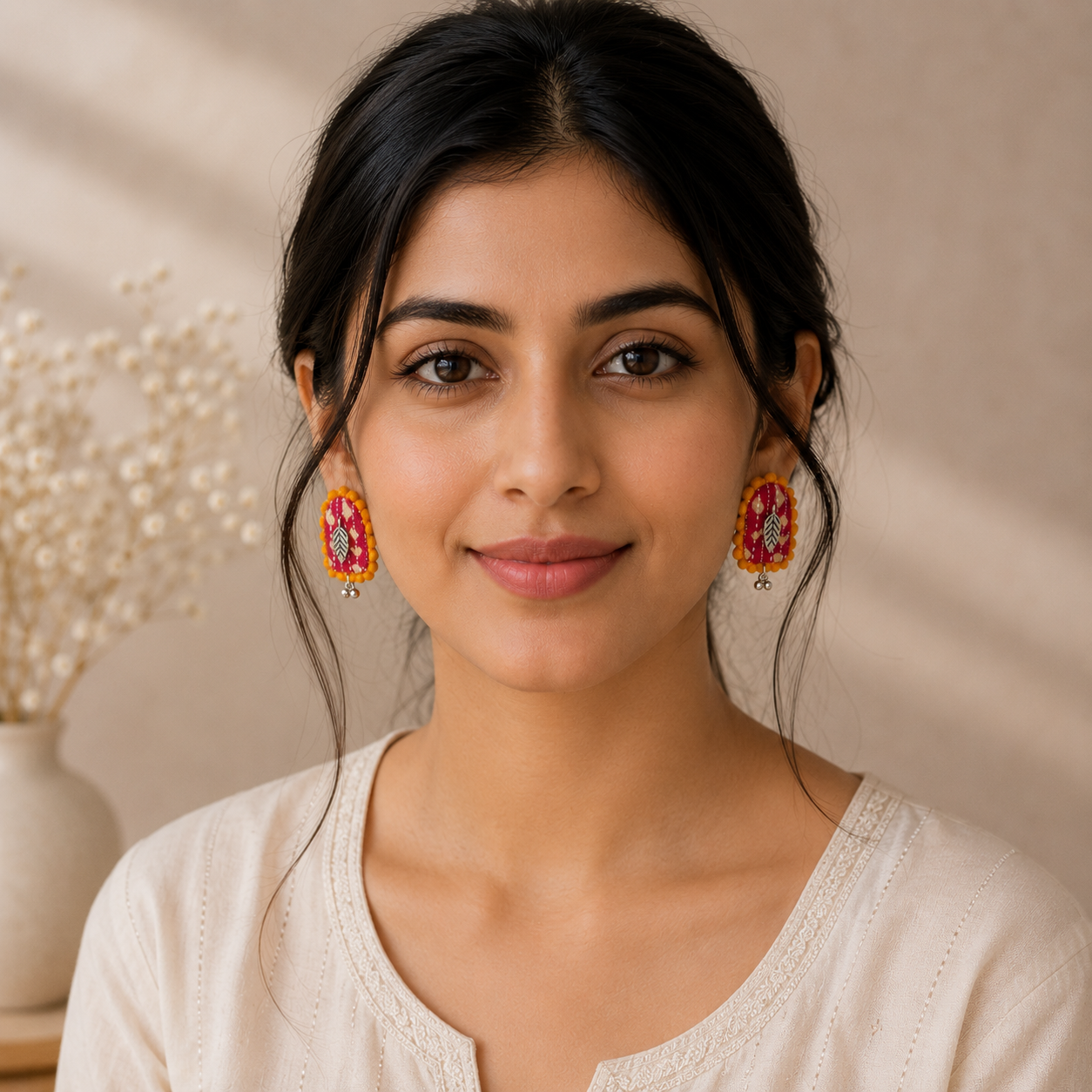 Ajrak U Shaped Earrings