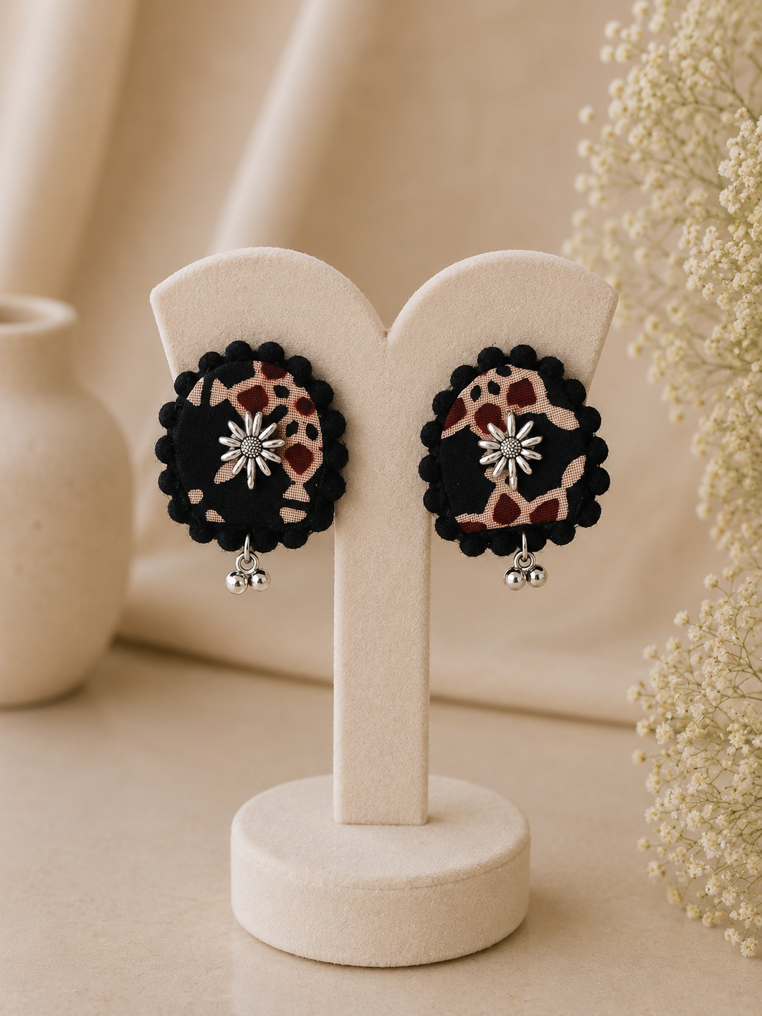 Ajrak U Shaped Earrings