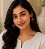 Fabric Round Mandala Earrings