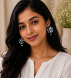 Fabric Round Mandala Earrings