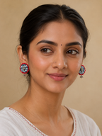 Fabric Round Mandala Earrings