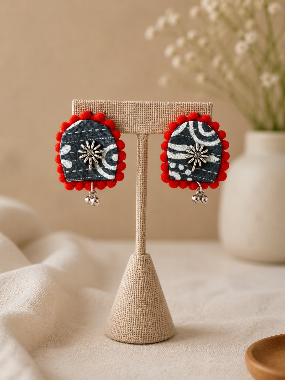Ajrak U Shaped Earrings