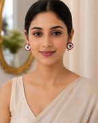 Fabric Round Mandala Earrings
