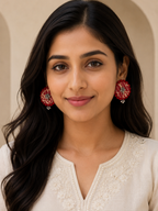 Fabric Round Mandala Earrings