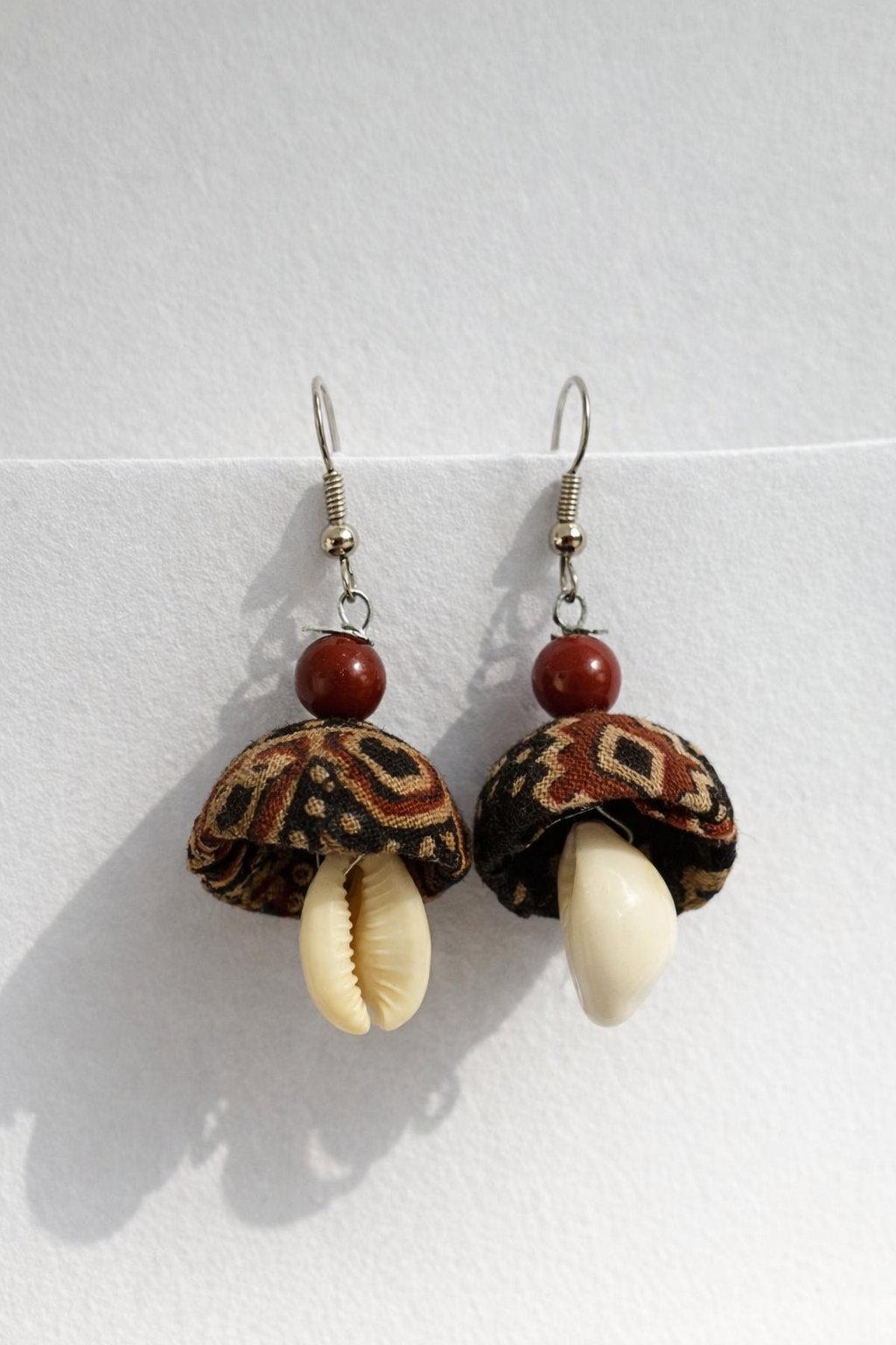 Ajrak Print Fabric Jhumka Earrings