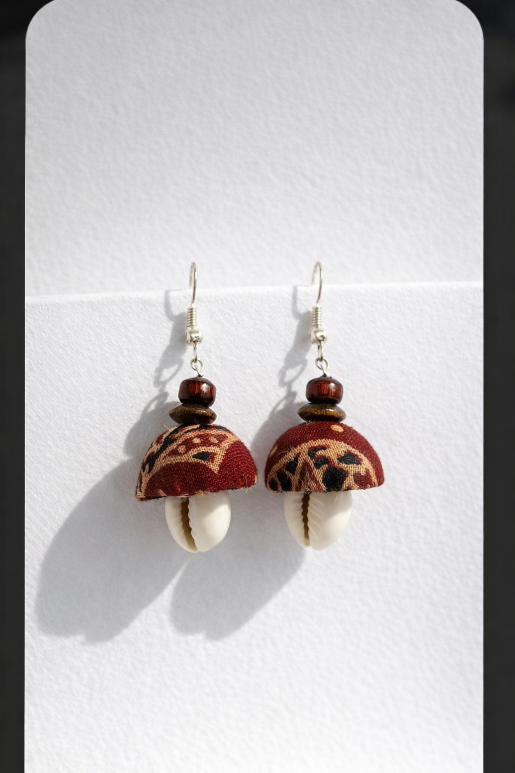 Ajrak Print Fabric Jhumka Earrings