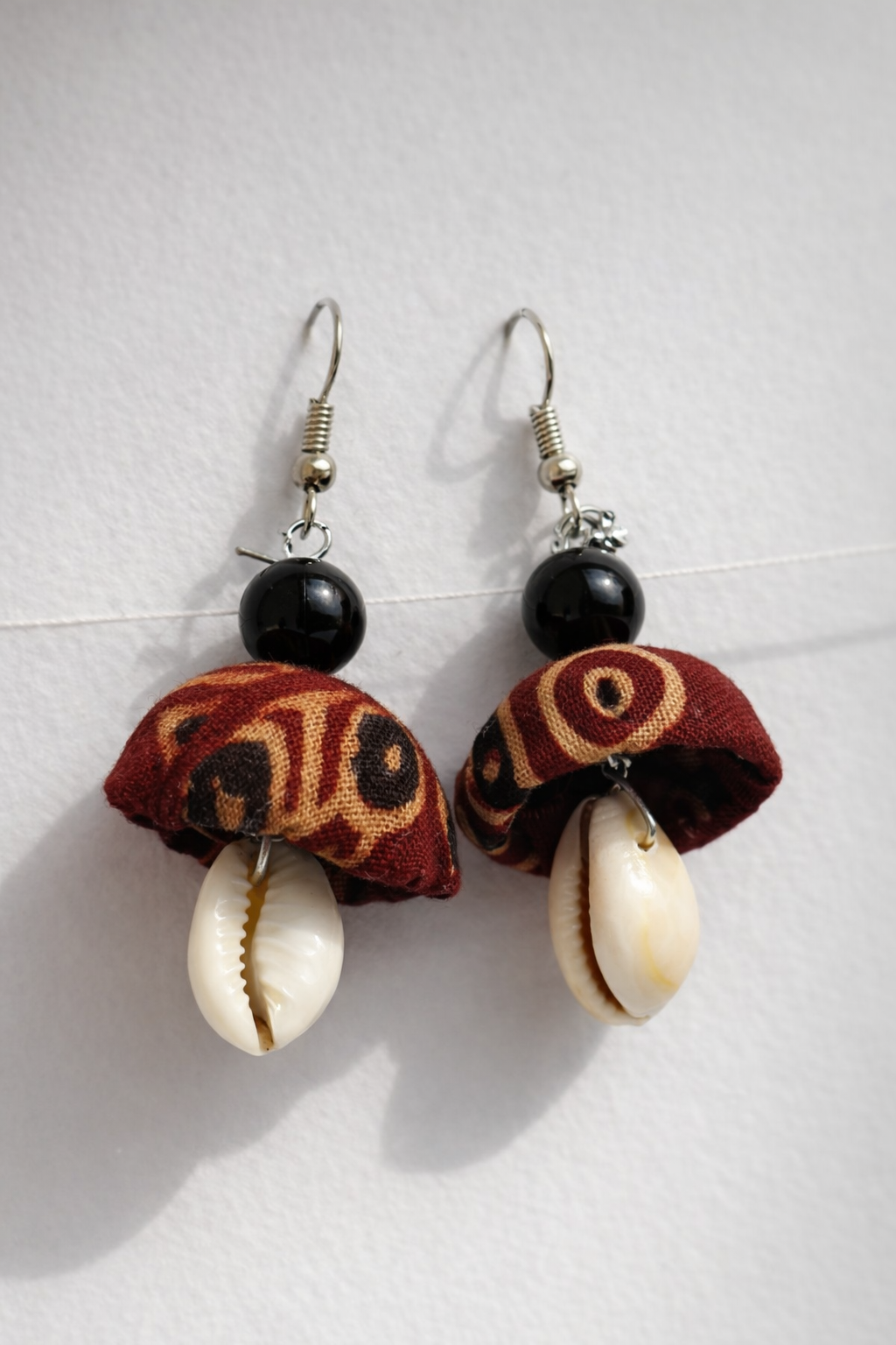 Ajrak Print Fabric Jhumka Earrings