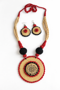 Jute Necklace Set with flower pendant