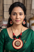 Jute Necklace Set with flower pendant