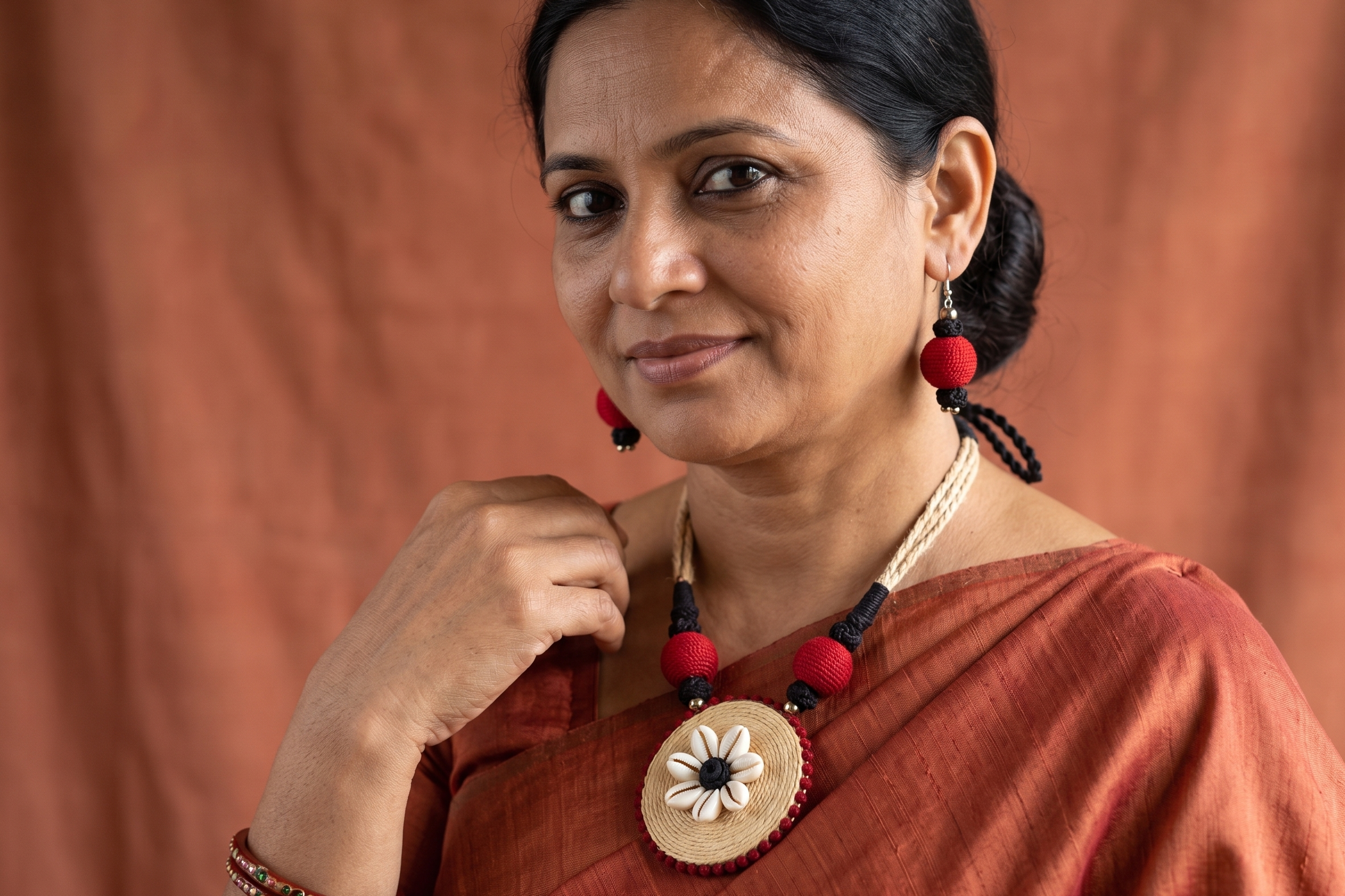 Jute & Cowrie Shell Necklace Set