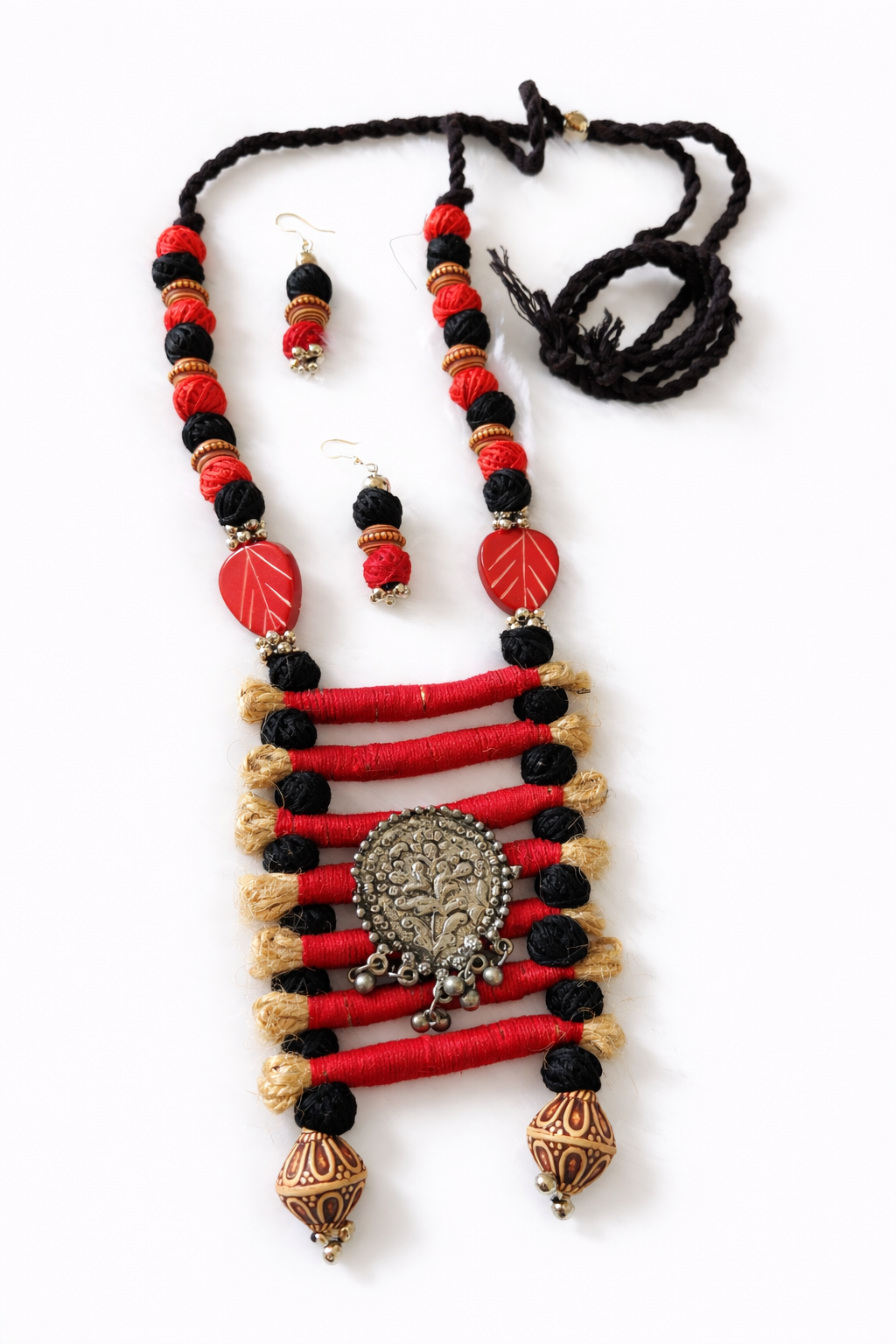 Jute Oxidised Boho Necklace Set