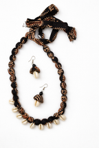 Fabric & Cowrie Shell Necklace Set