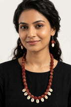 Fabric & Cowrie Shell Necklace Set