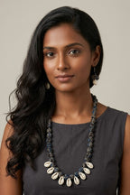 Fabric & Cowrie Shell Necklace Set