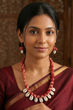 Fabric & Cowrie Shell Necklace Set