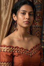Rustic Ember Bamboo Drop Earrings