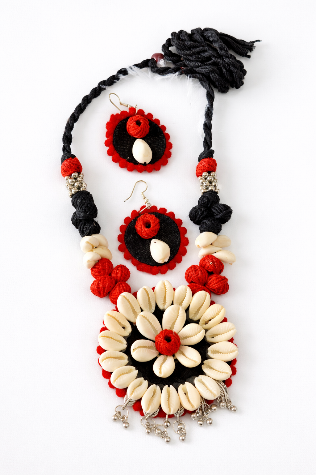 Handcrafted Cowrie Shell Statement Necklace Set
