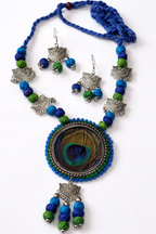 Peacock Feather Necklace Set