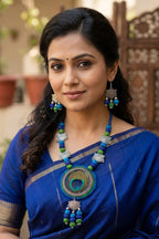 Peacock Feather Necklace Set