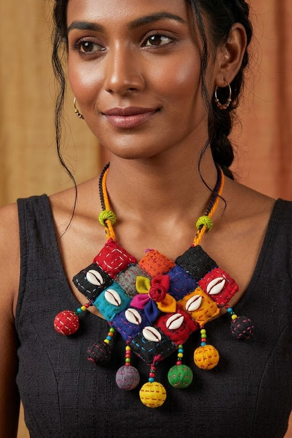 Multicolour Quilted Necklace