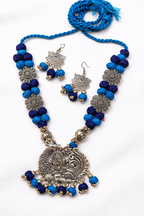 Ganesh Mayur Fabric Necklace Set