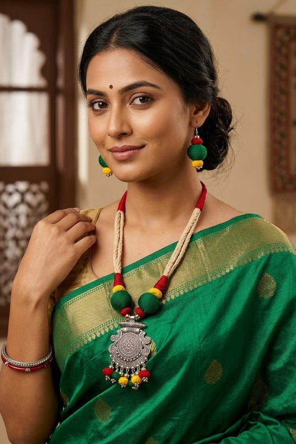 Triveni Fabric Necklace Set