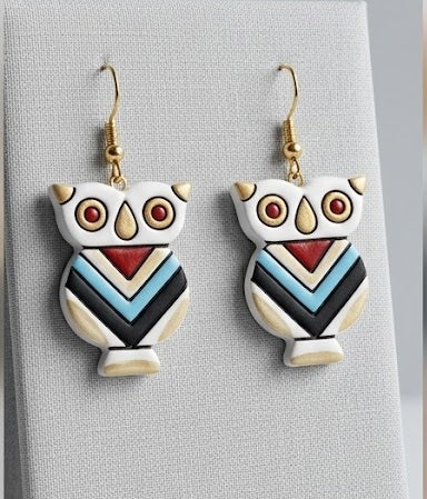 Geometric Owl Artisan Earrings