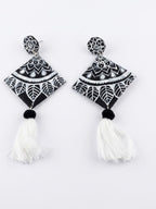 Midnight Mandala Tassel Earrings