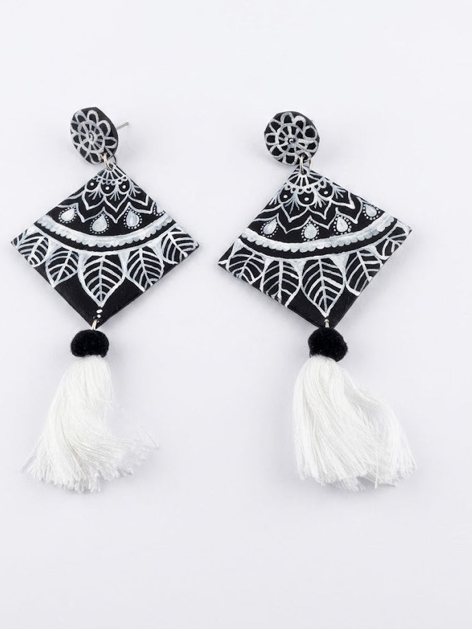 Midnight Mandala Tassel Earrings