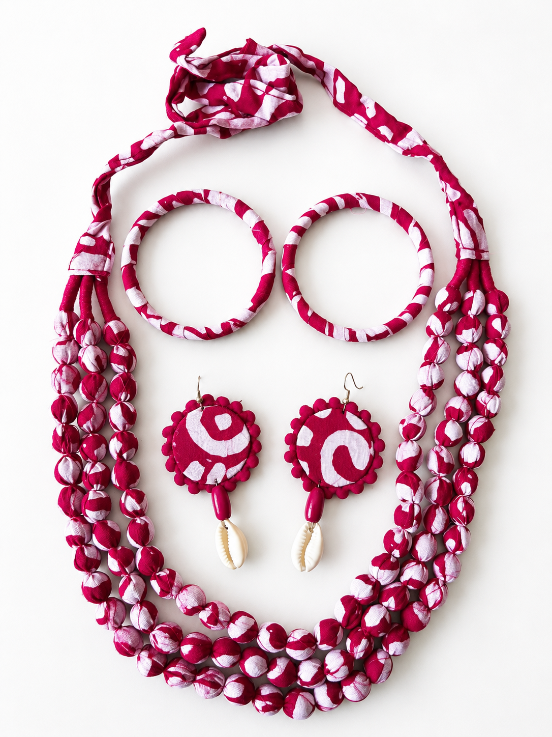 Fabric Beaded Statement Jewellery Set