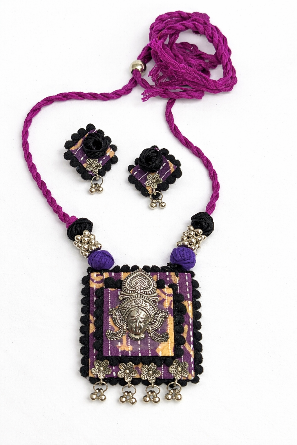 Goddess Oxidised Fabric Jewellery Set