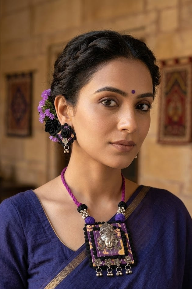 Goddess Oxidised Fabric Jewellery Set