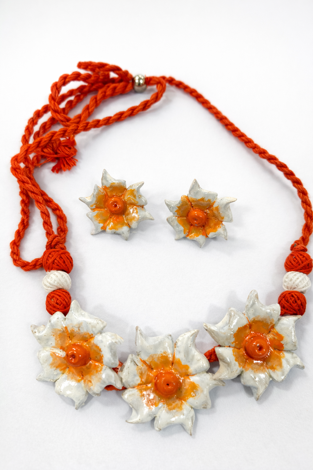 Floral Clay Necklace & Earrings Set