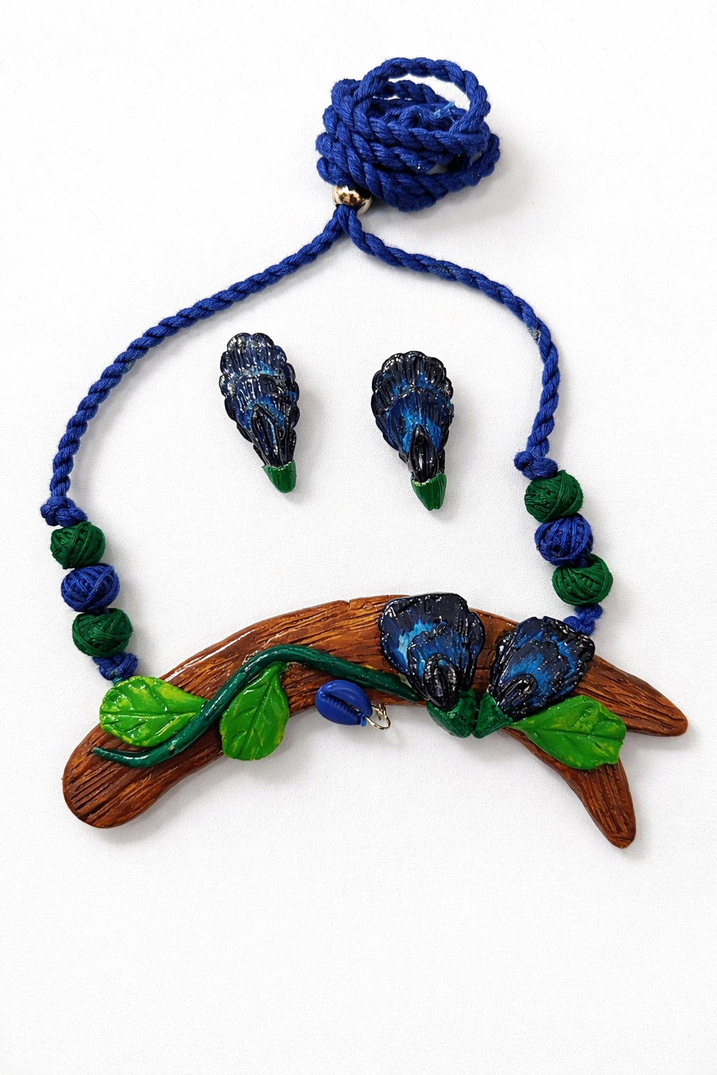 Clay Blue Blossom Necklace Set