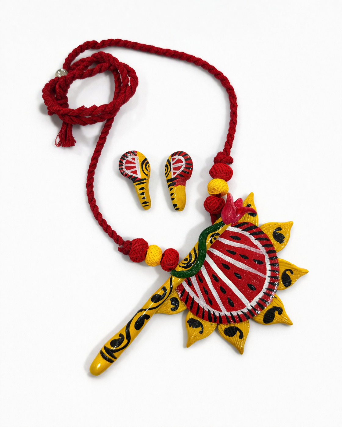 Clay Folk Fan Necklace Set