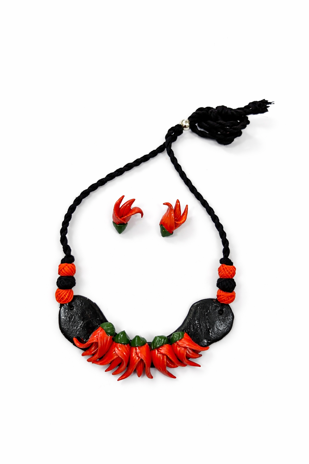 Clay Flower Necklace Set