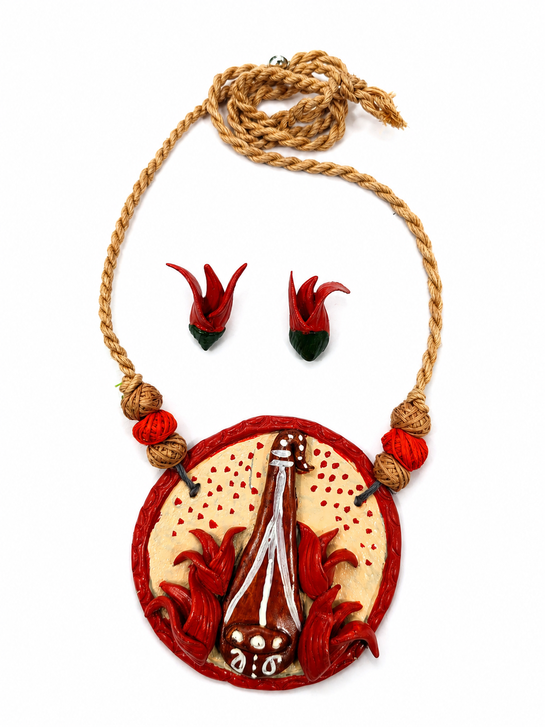 Clay Veena Necklace & Earrings Set