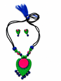 Peacock Pop Artisan Necklace Set