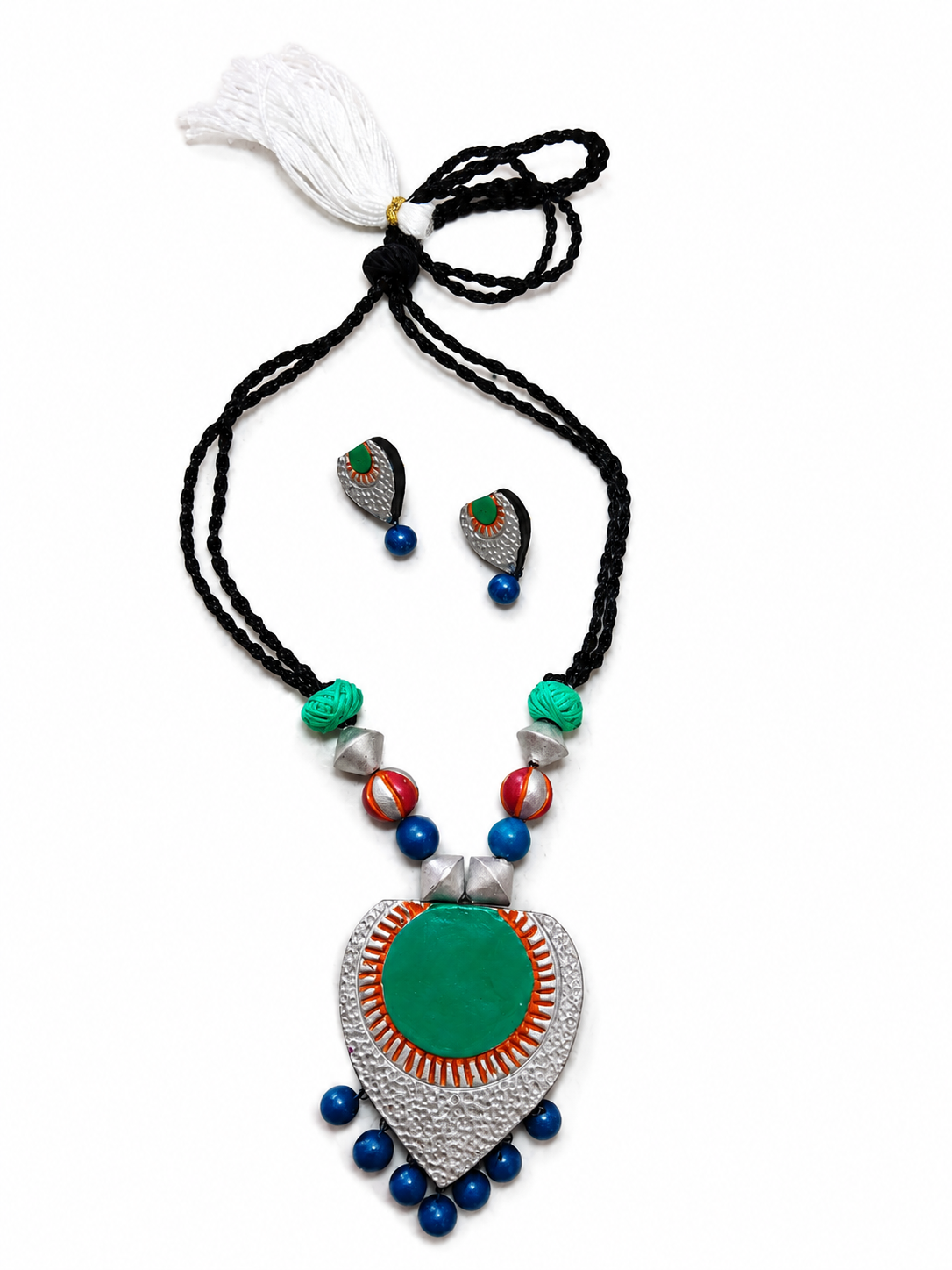 Peacock Pop Artisan Necklace Set