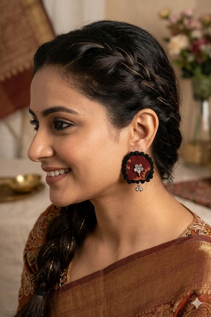 Ajrak U Shaped Earrings