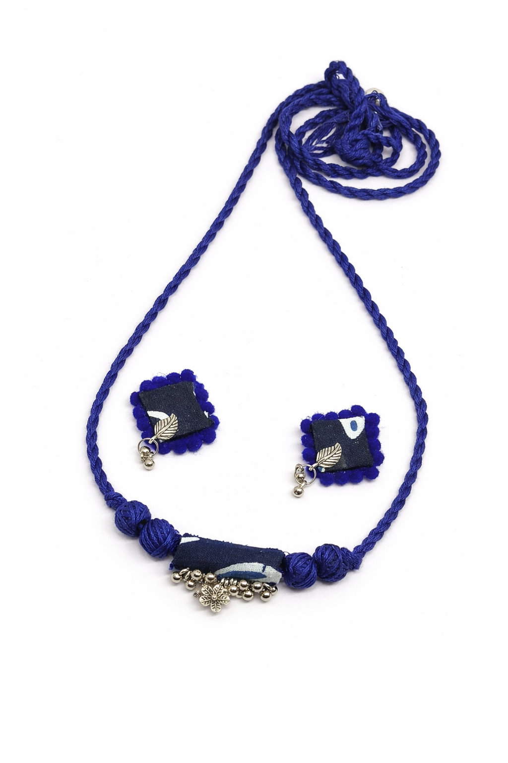 Fabric Choker Set with Silver Detailing