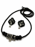 Fabric Choker Set with Silver Detailing