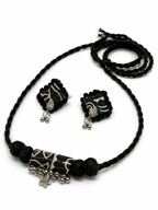 Fabric Choker Set with Silver Detailing