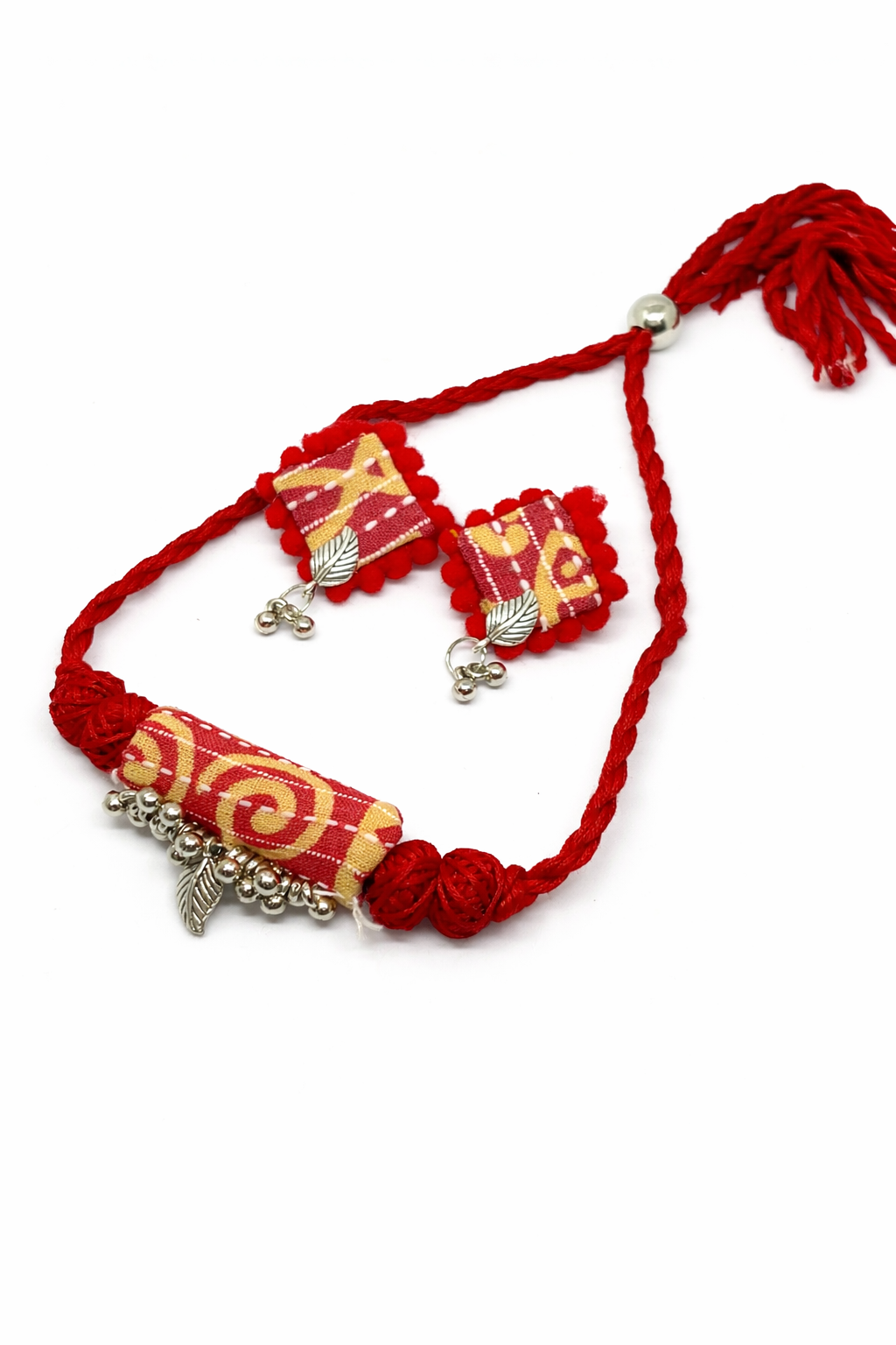 Fabric Choker Set with Silver Detailing