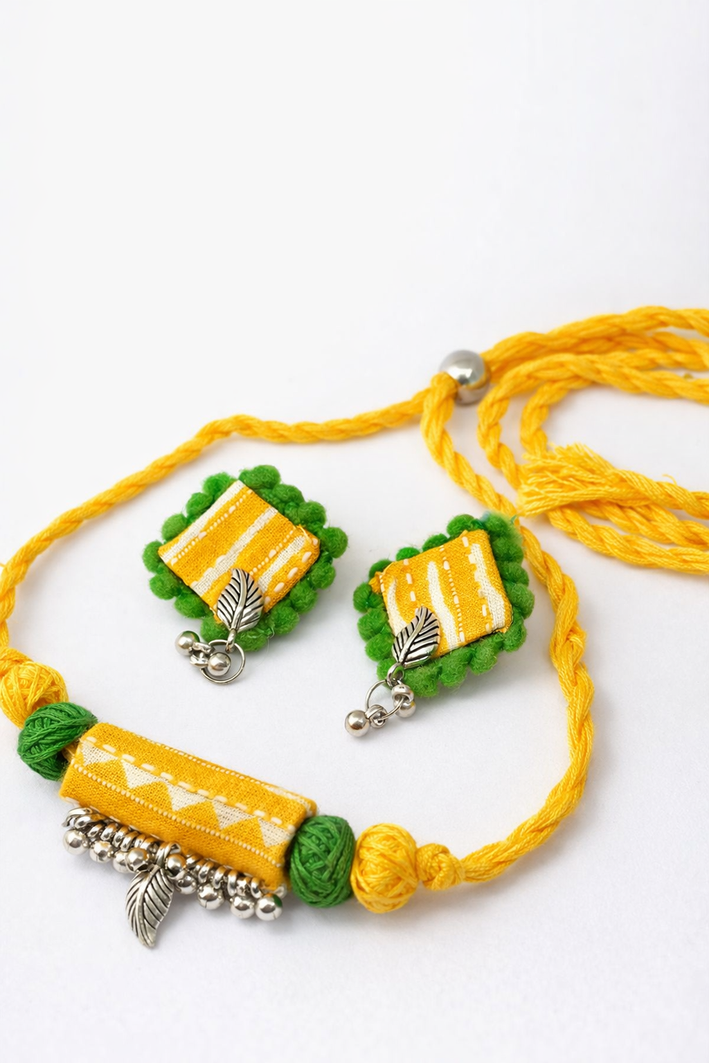 Fabric Choker Set with Silver Detailing
